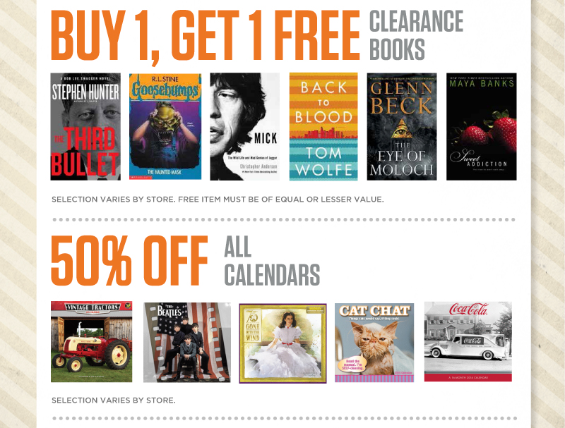Buy 1, Get 1 Free Clearance Books | 50% Off All Calendars